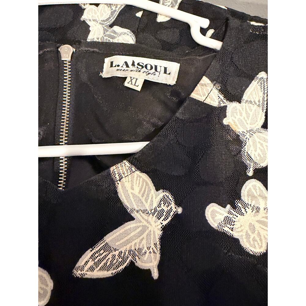 LA Soul Monochromatic Butterfly Graphic Mini Skater Dress Large XL - Picture 4 of 10